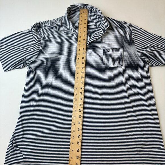 Peter Millar Polo Shirt Mens Extra Large Blue White Stripe Seaside Wash Cotton - Picture 6 of 9